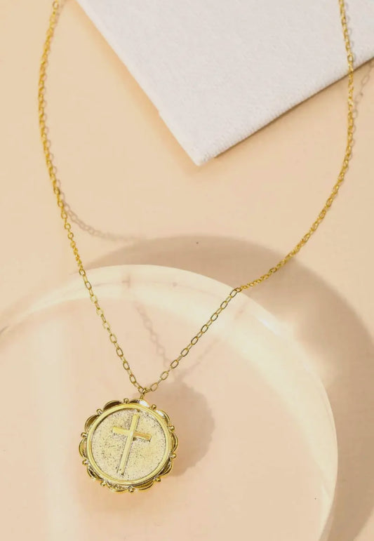 Golden Cross Coin Necklace