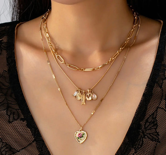 Porcelain Charm Layered Necklace