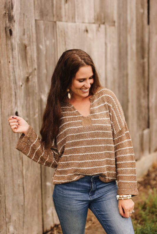 Classic Chic Knitted Sweater-Brown