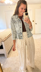 Dot Your Day Elastic Wide-Leg Pants
