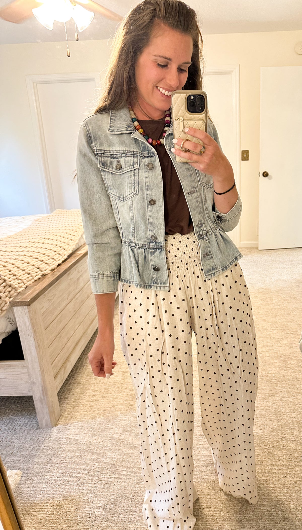 Dot Your Day Elastic Wide-Leg Pants