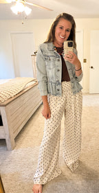 Dot Your Day Elastic Wide-Leg Pants