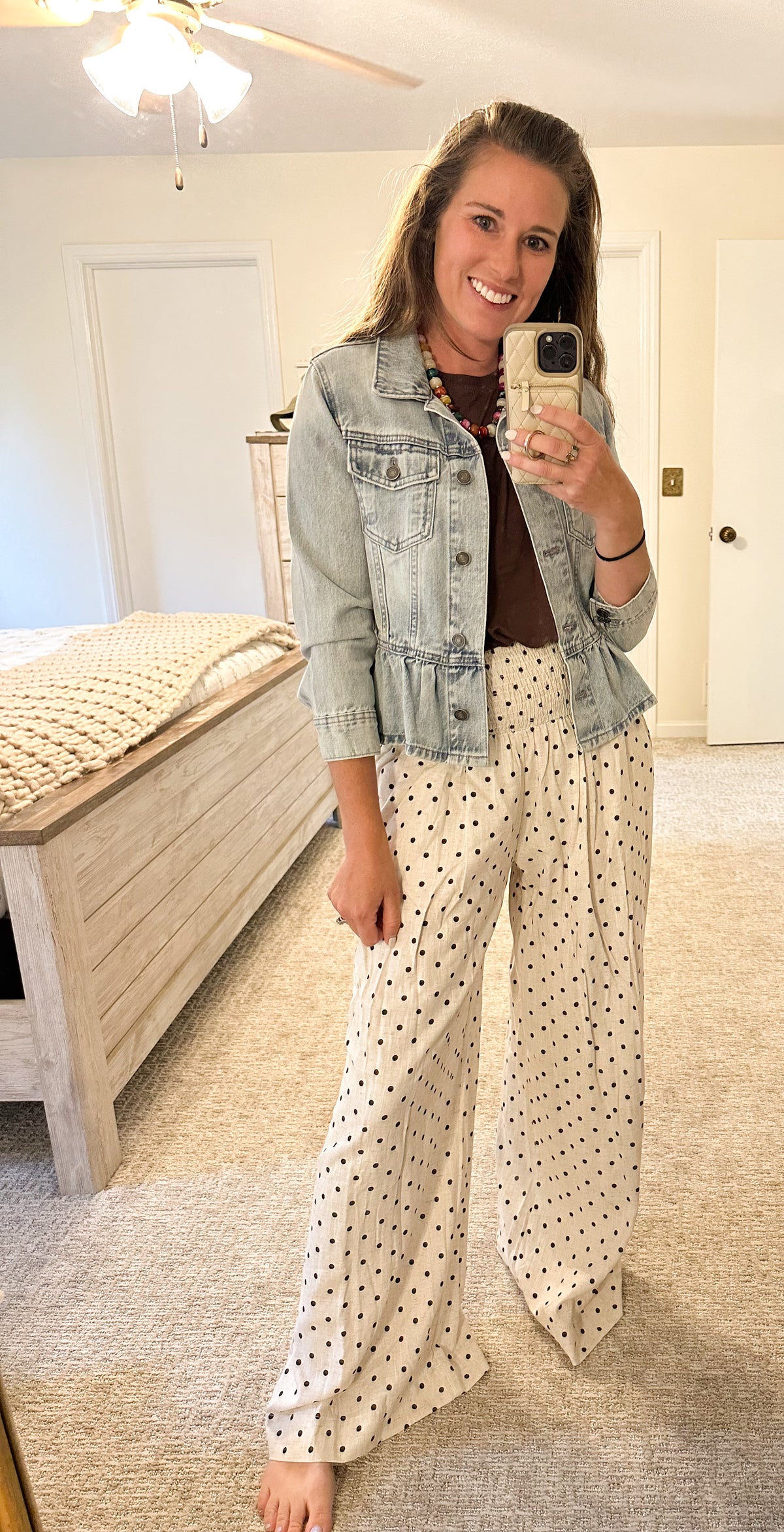 Dot Your Day Elastic Wide-Leg Pants