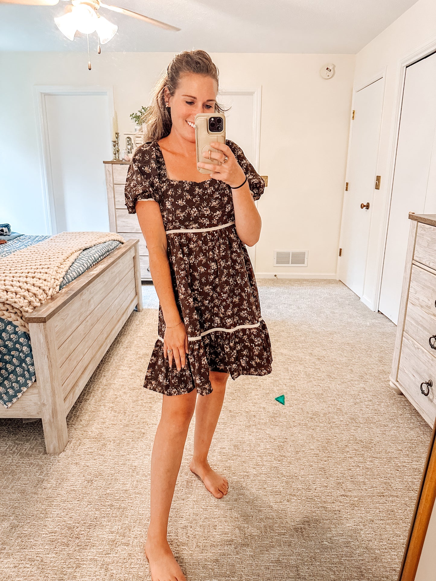 Autumn Bouquet Dress-Brown