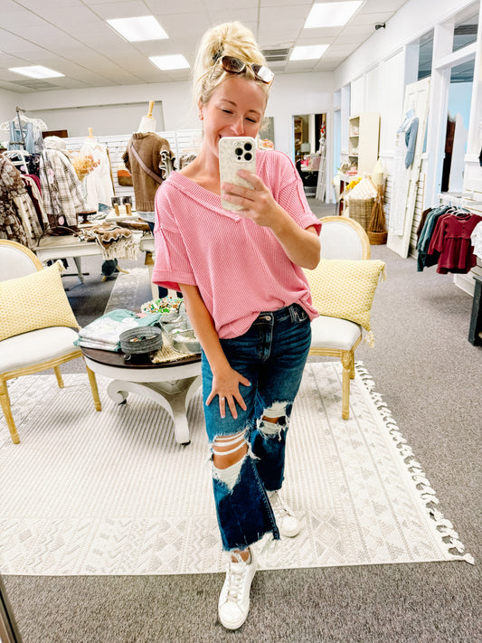 Pink in Poise Ribbed Top