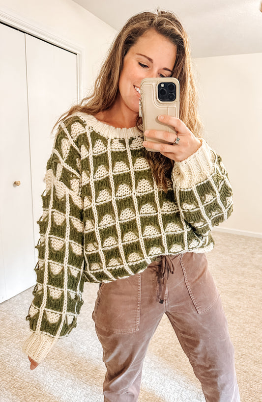 Carlie Contrast Square Knit Sweater