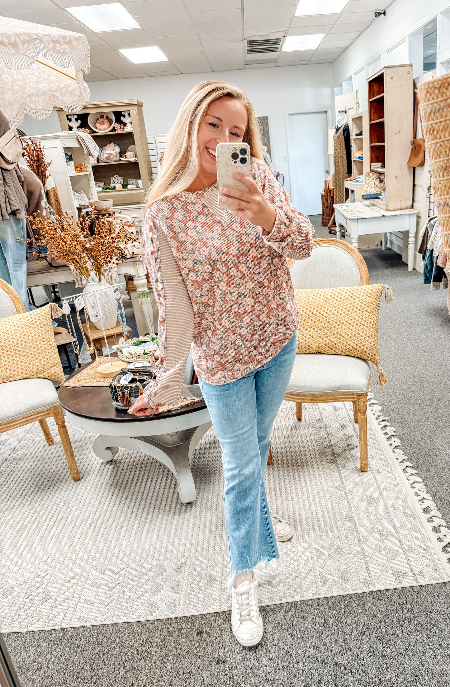 Blush Breeze Floral Top (S-XL)