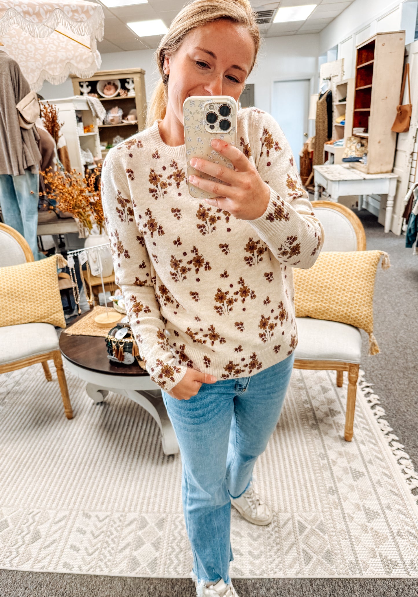Daily Petals Sweater-Ivory