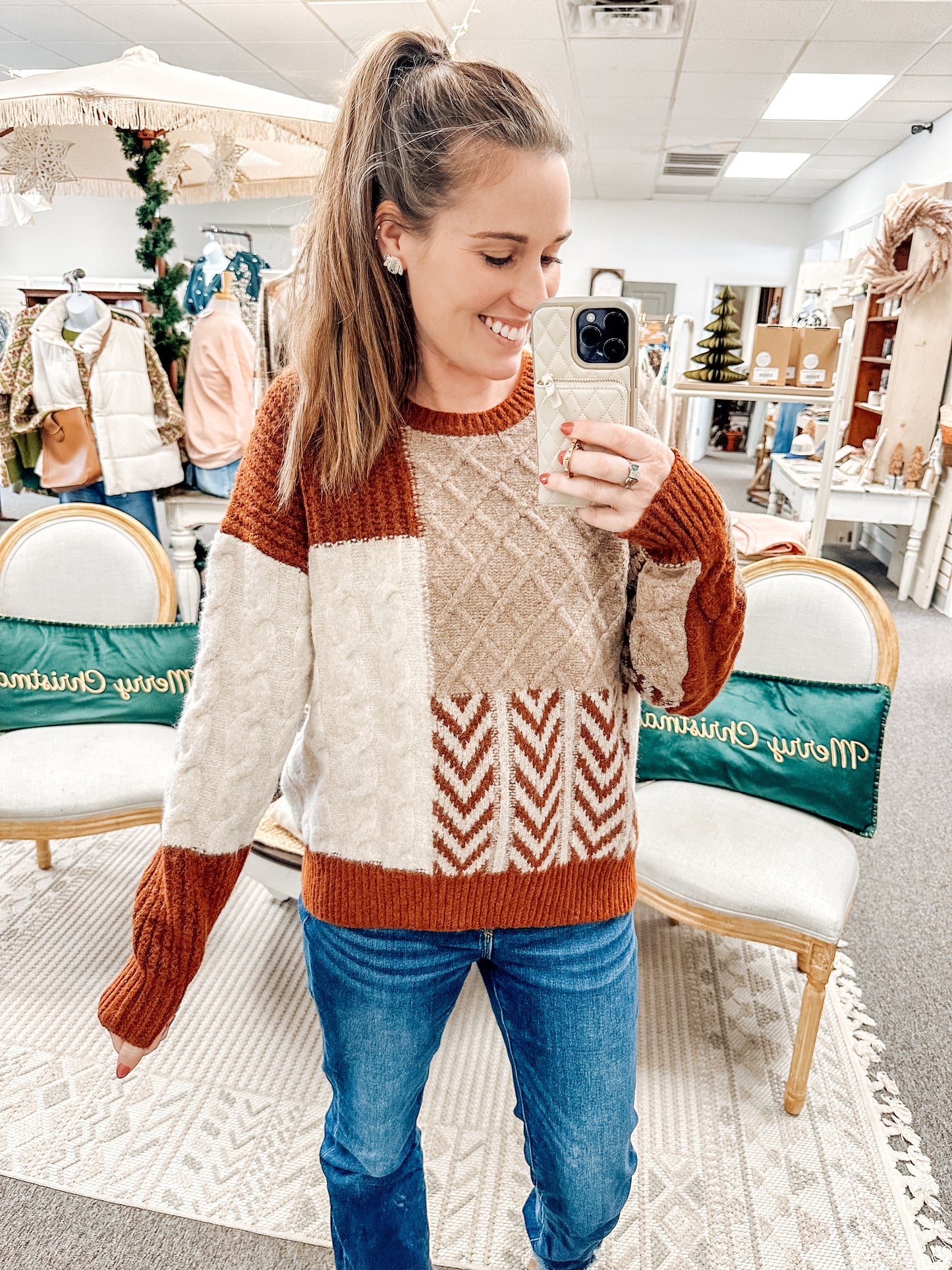 Holiday Hearth Colorblock Sweater (S-XL)