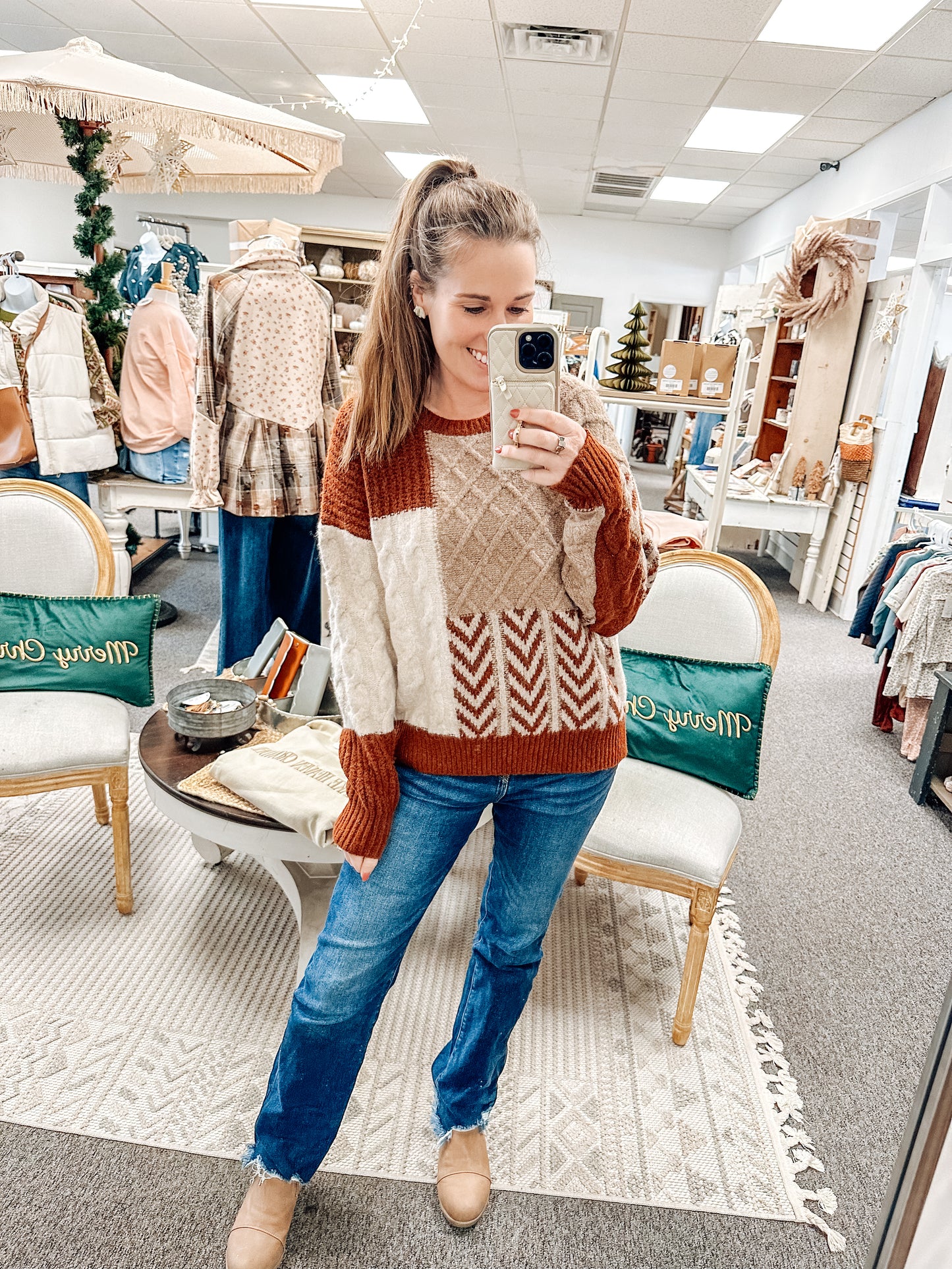 Holiday Hearth Colorblock Sweater (S-XL)