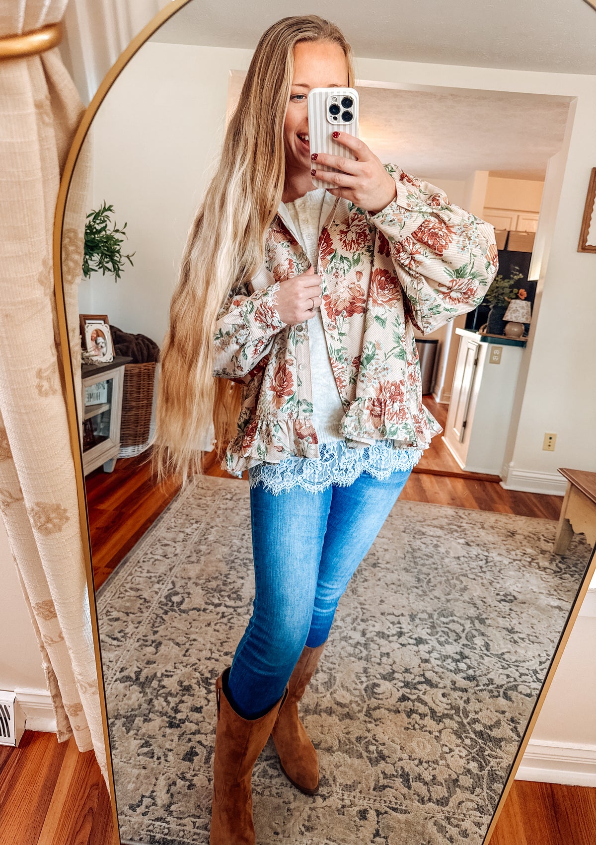 Sweetly Vintage Floral Babydoll Blouse