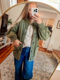 Washed in Olive Ribbed Button Up Cardigan (S-XL)