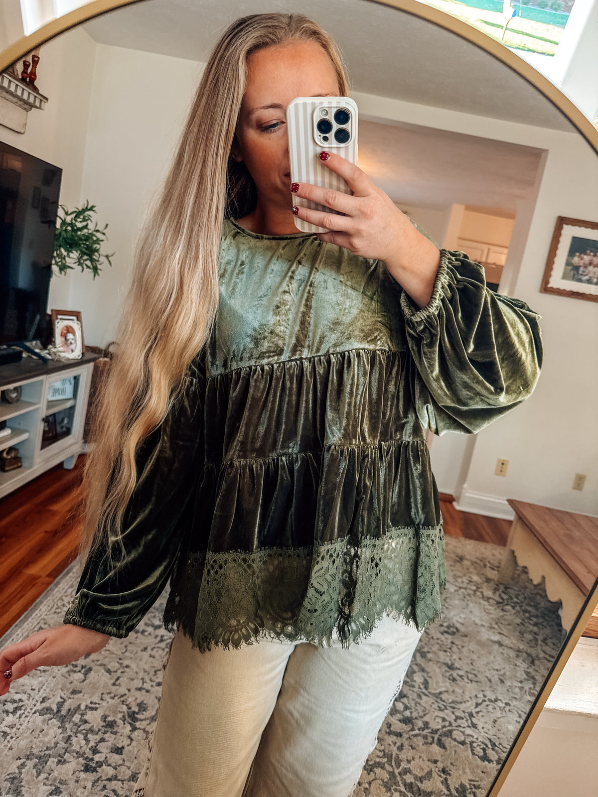 Wrapped In Romance Velvet Lace Babydoll Top
