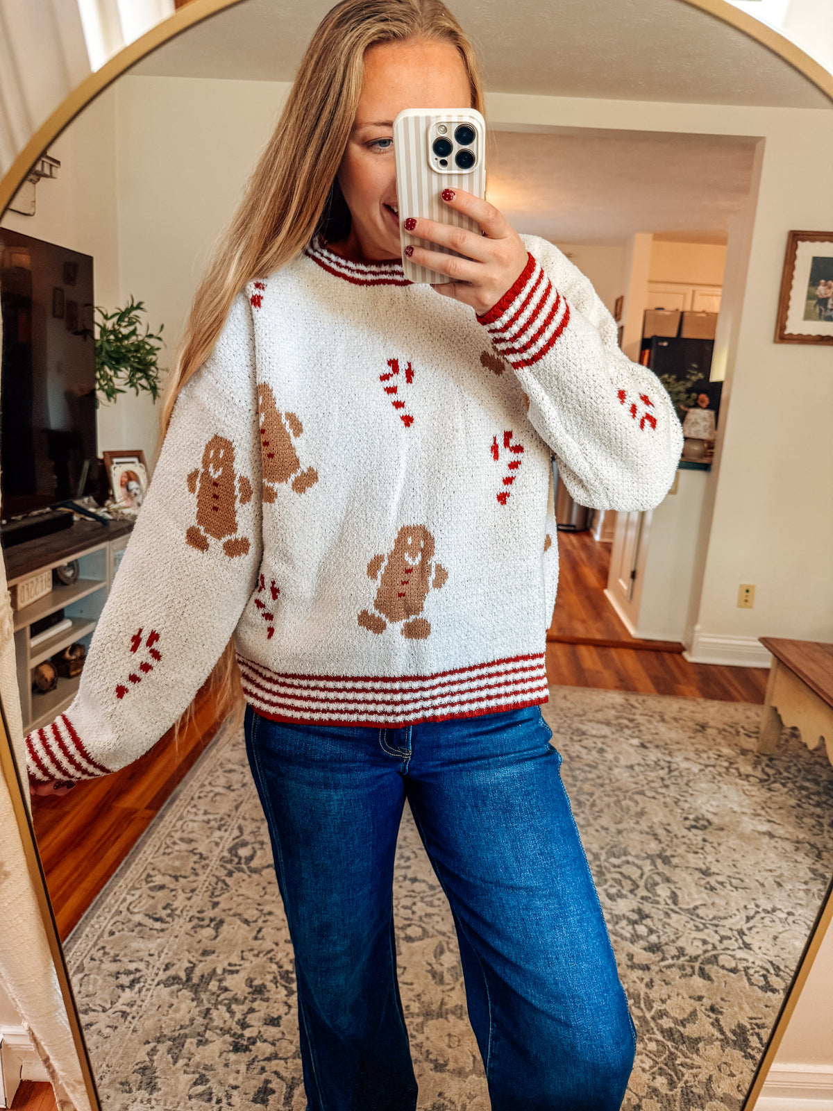 Gingerbread Graphic Knit Oversized Sweater