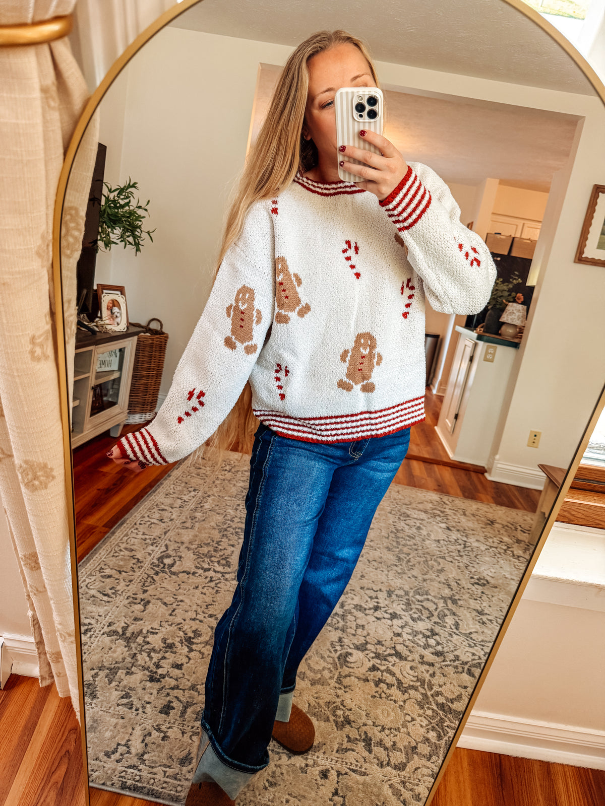 Gingerbread Graphic Knit Oversized Sweater
