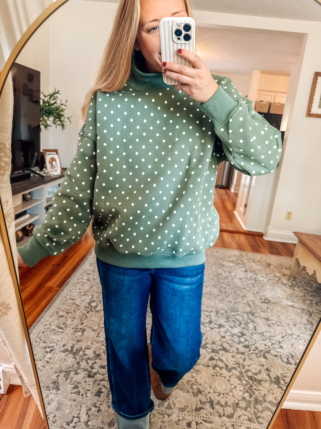 Santa's Favorite Reversible Oversized Mock Neck Sweatshirt