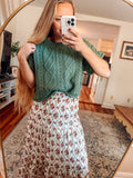 Forest Finds Cable Knit Short Sleeve Sweater Top