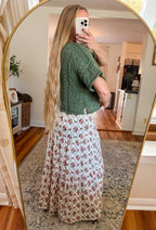 Forest Finds Cable Knit Short Sleeve Sweater Top