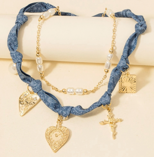 Paisley Print Charm Necklace