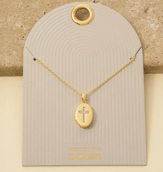 Golden Cross Locket Necklace