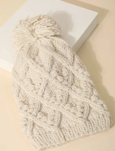 Cozy Cute Cream Beanie Hat