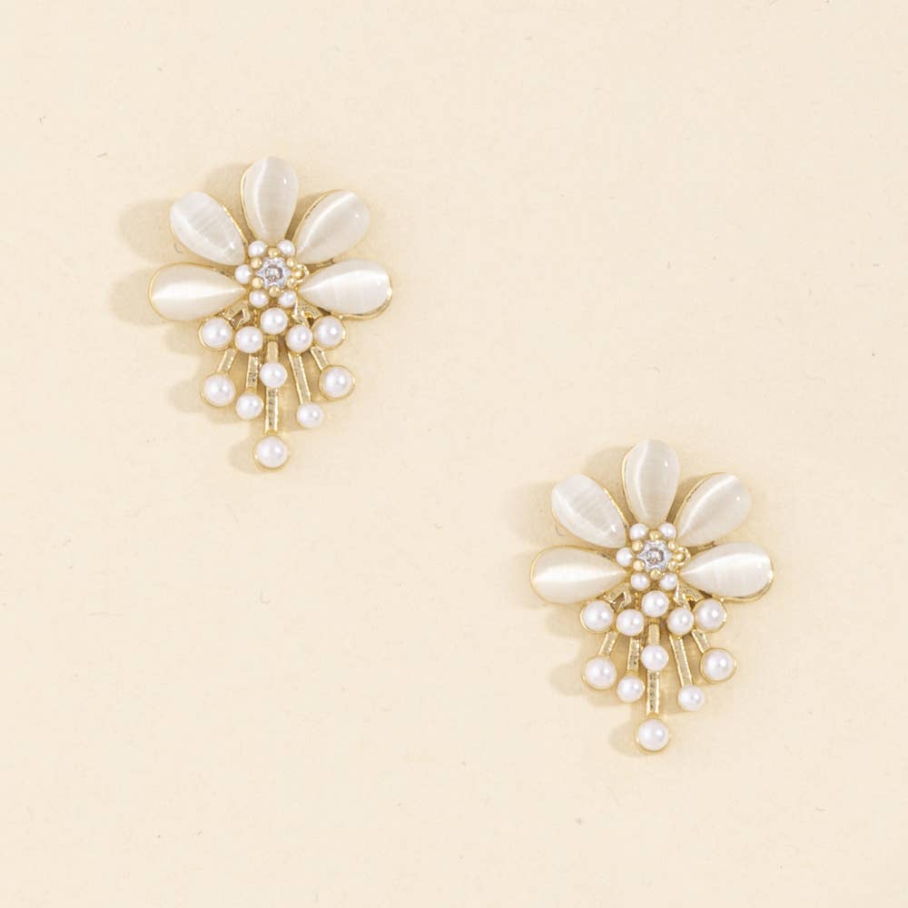 Cat Eye Flower Earrings