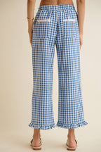 Caught up in Gingham Pants-Blue