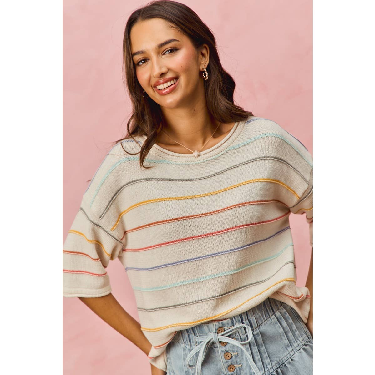 Over the Rainbow Striped Sweater (S-XL)