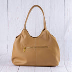 Exterior Zip Pocket Leather Hobo Shoulder Bag