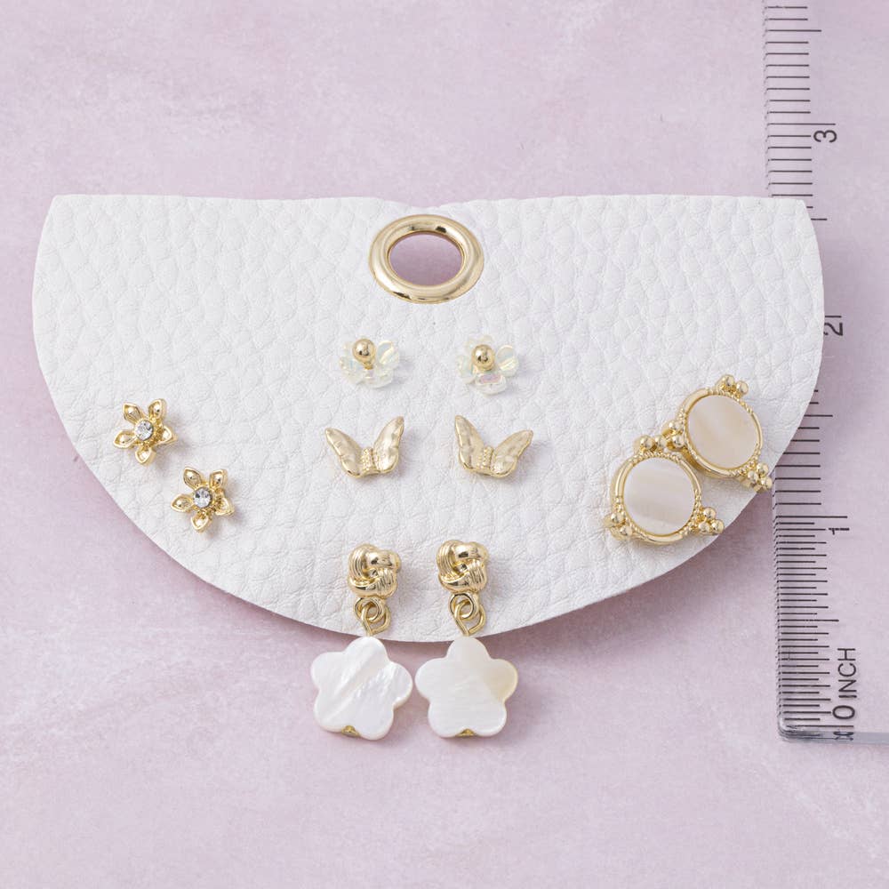 Mother Of Pearl Flower & Butterfly Earring Set