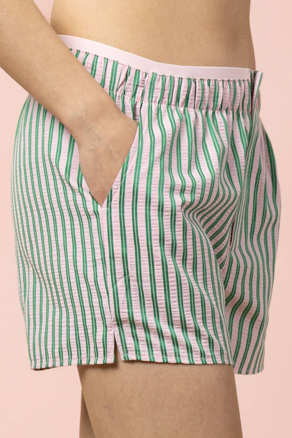 Green in Envy Striped Shorts