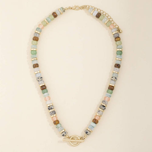 Semi Precious Bead Toggle Statement Necklace