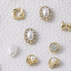 Baroque Pearl Bow & Moon Stud Earring Set