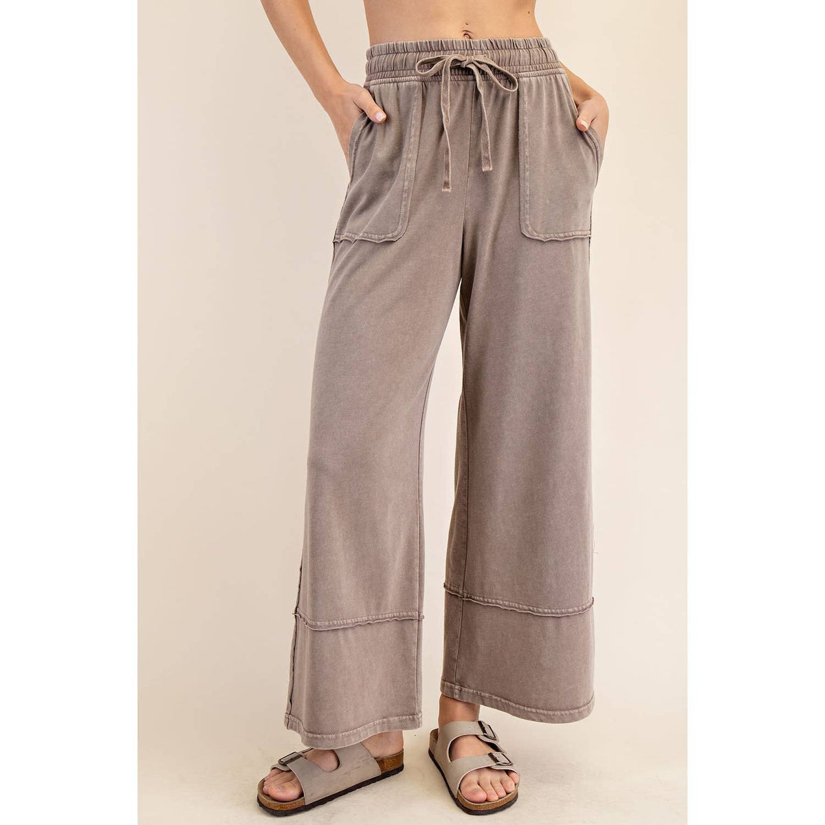 Caught Lounging Elastic Bottoms-Tan