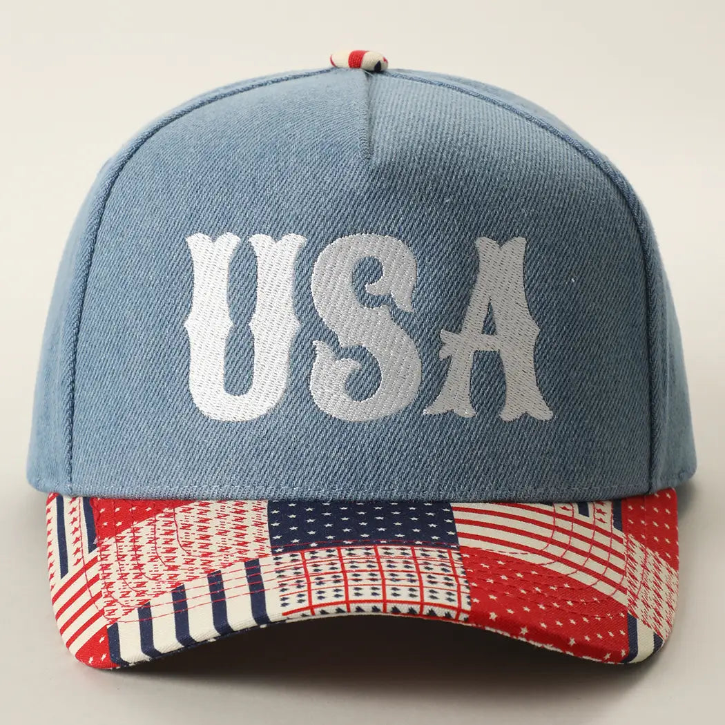 USA Letter Patch Striped Trucker Hat
