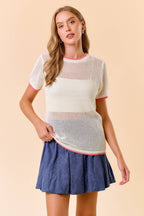 Coral Fishnet Sweater Top
