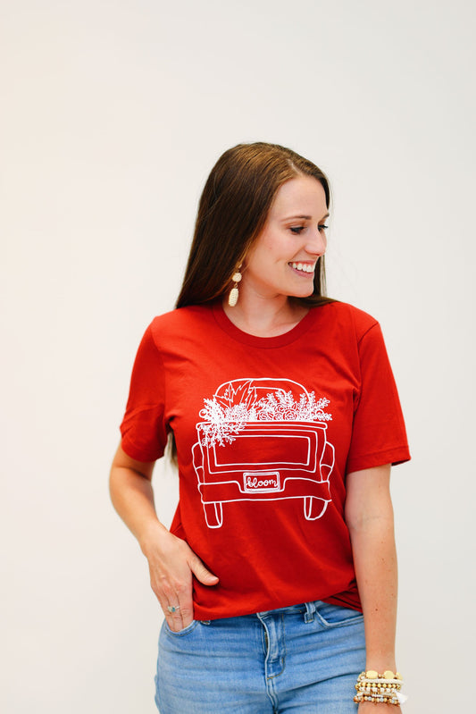 Bloom Truck Graphic Tee-Red