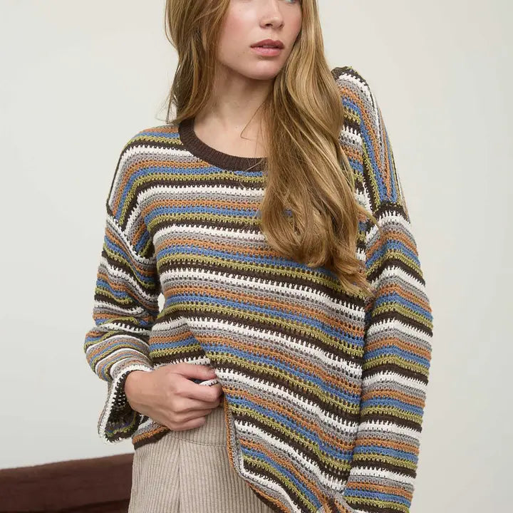 Color of Fall Stripe Knit Sweater