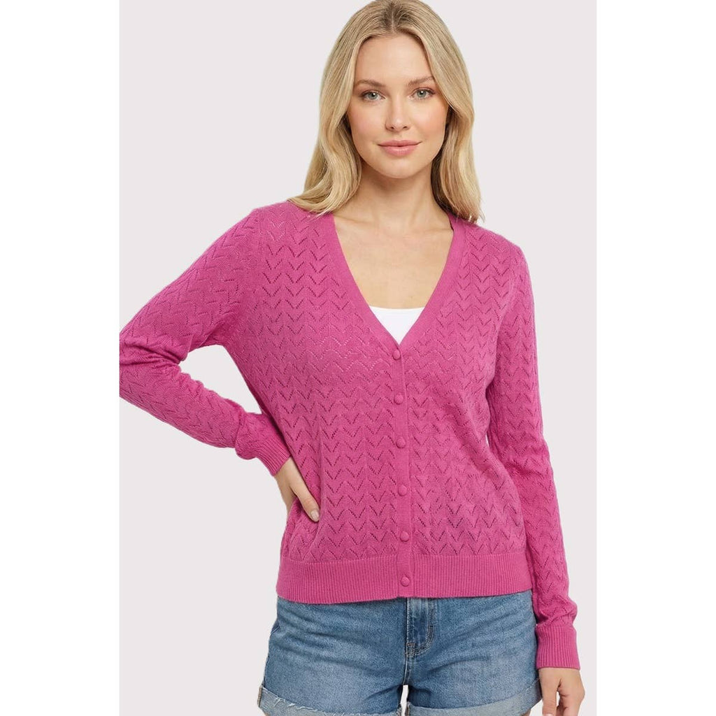 The Bold Raspberry Knit Cardigan (S-XL)