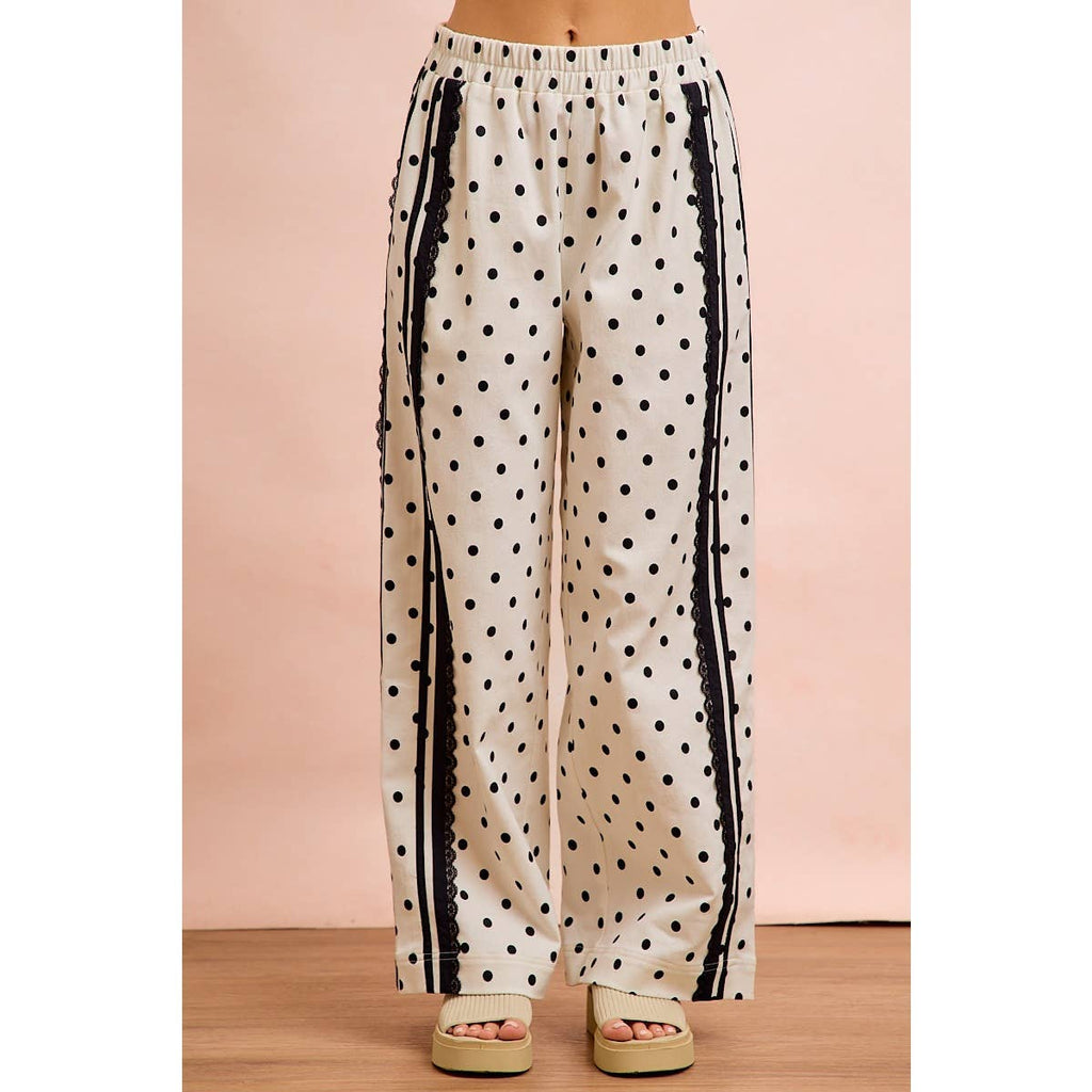 Dot About It Trim Lace Detail Pants (S-XL)