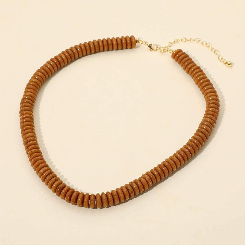 Flat Resin Disc Beaded Necklace (2 colors)