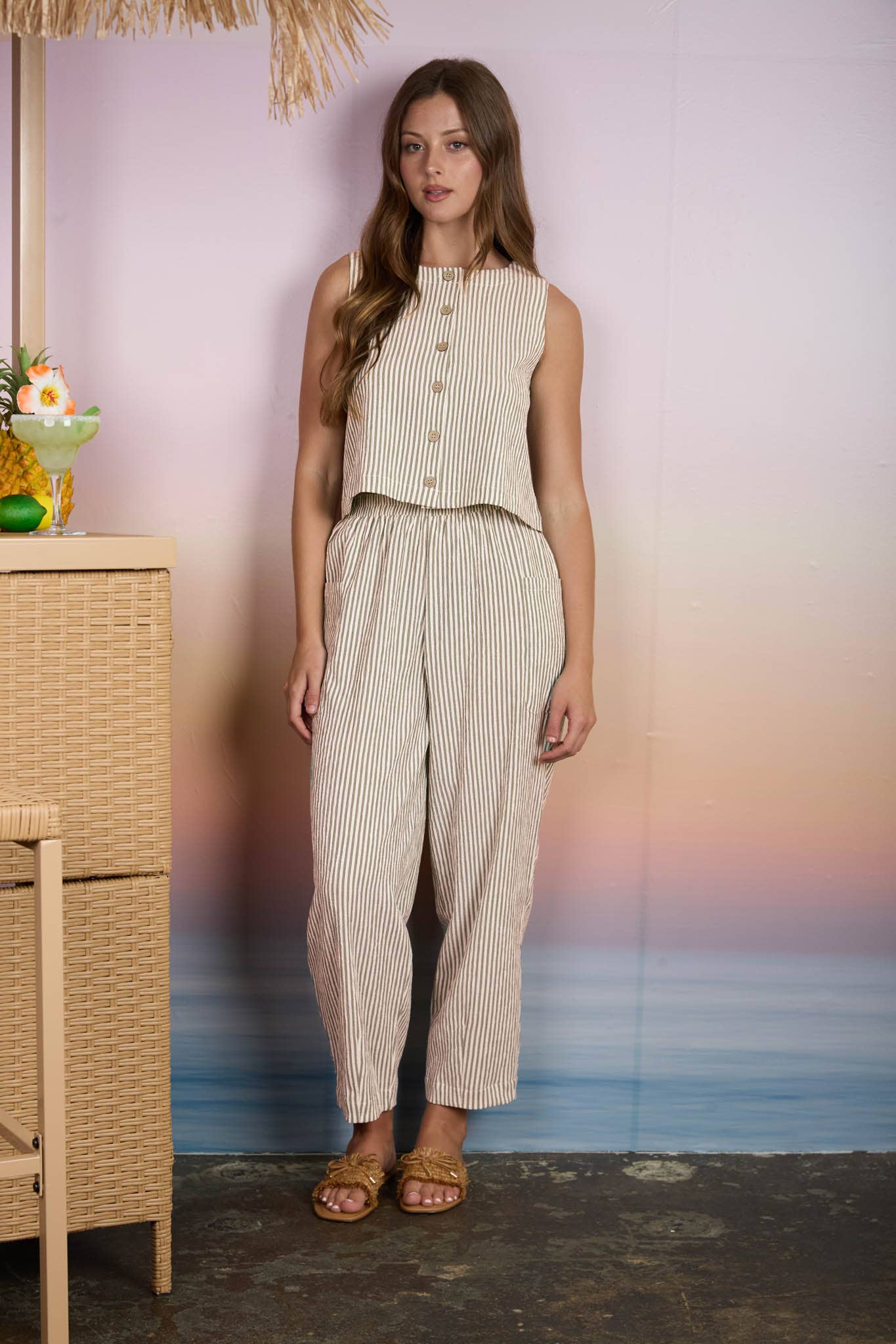 Latte Line Button Down Top