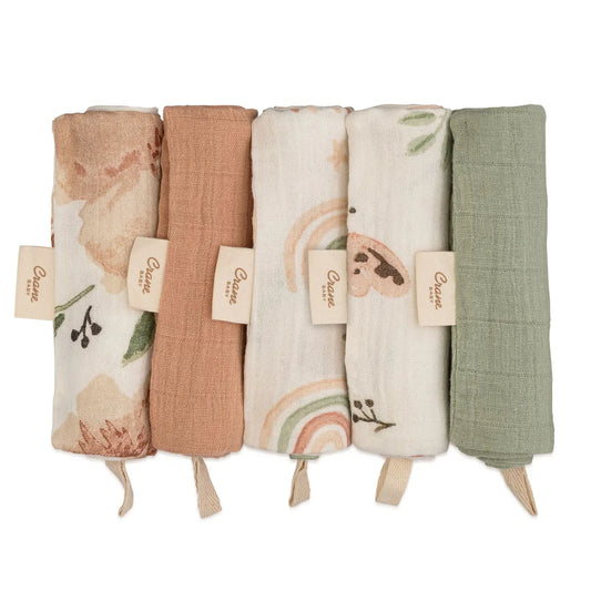Floral 5-pc Wash Cloth Set
