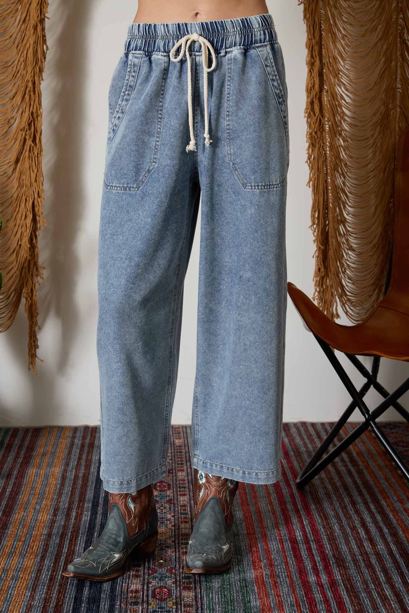 Rooted in Denim Wide Leg Drawstring Pant