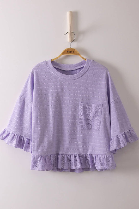 Endless Summer Half Sleeve Knit Top-Lavender