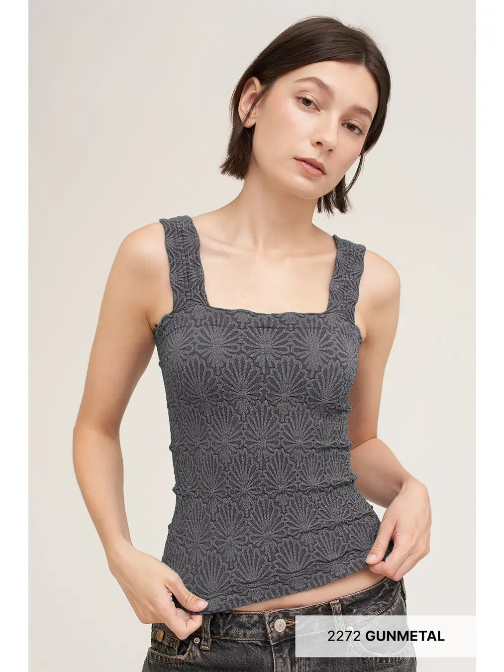 Textured Blooms Square Tank (6 colors)