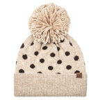 Polka Dot Pattern Pom Beanie Winter Hat