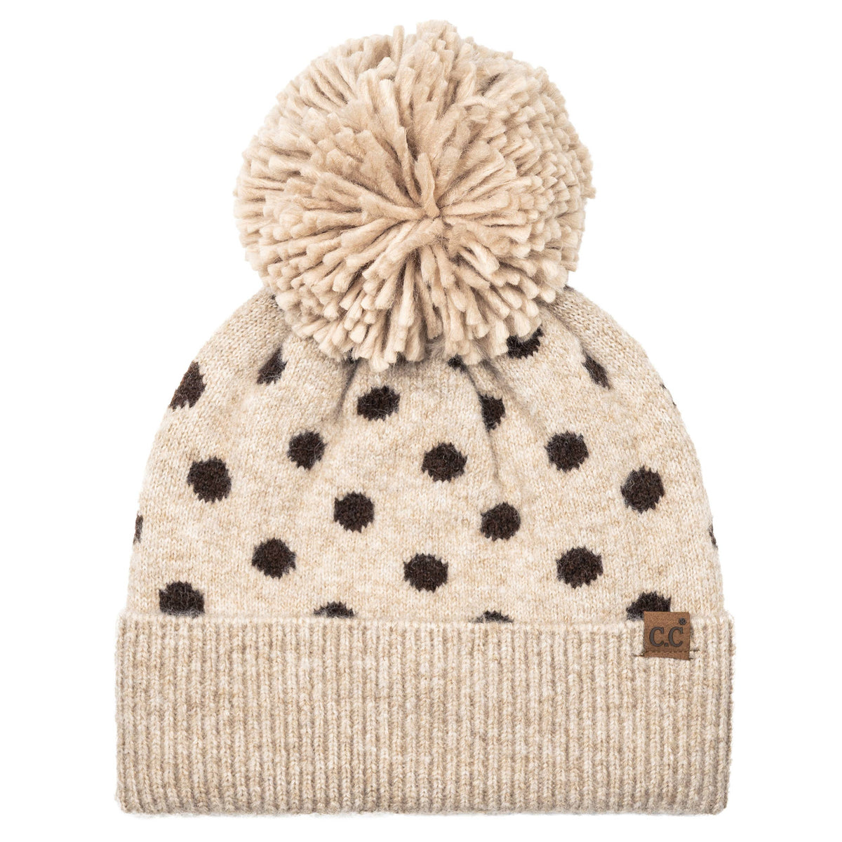 Polka Dot Pattern Pom Beanie Winter Hat