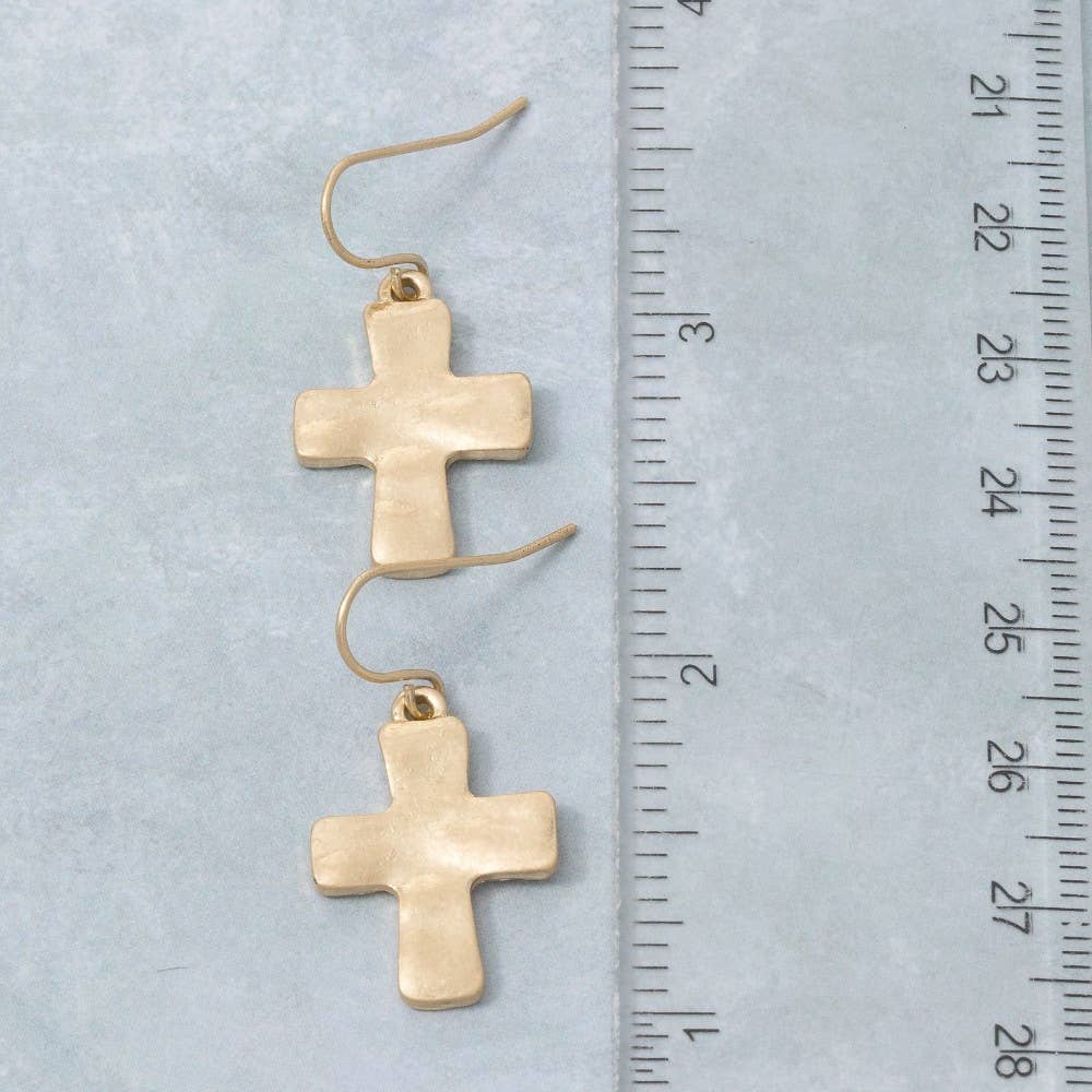 Vintage Metallic Cross Dangle Earrings