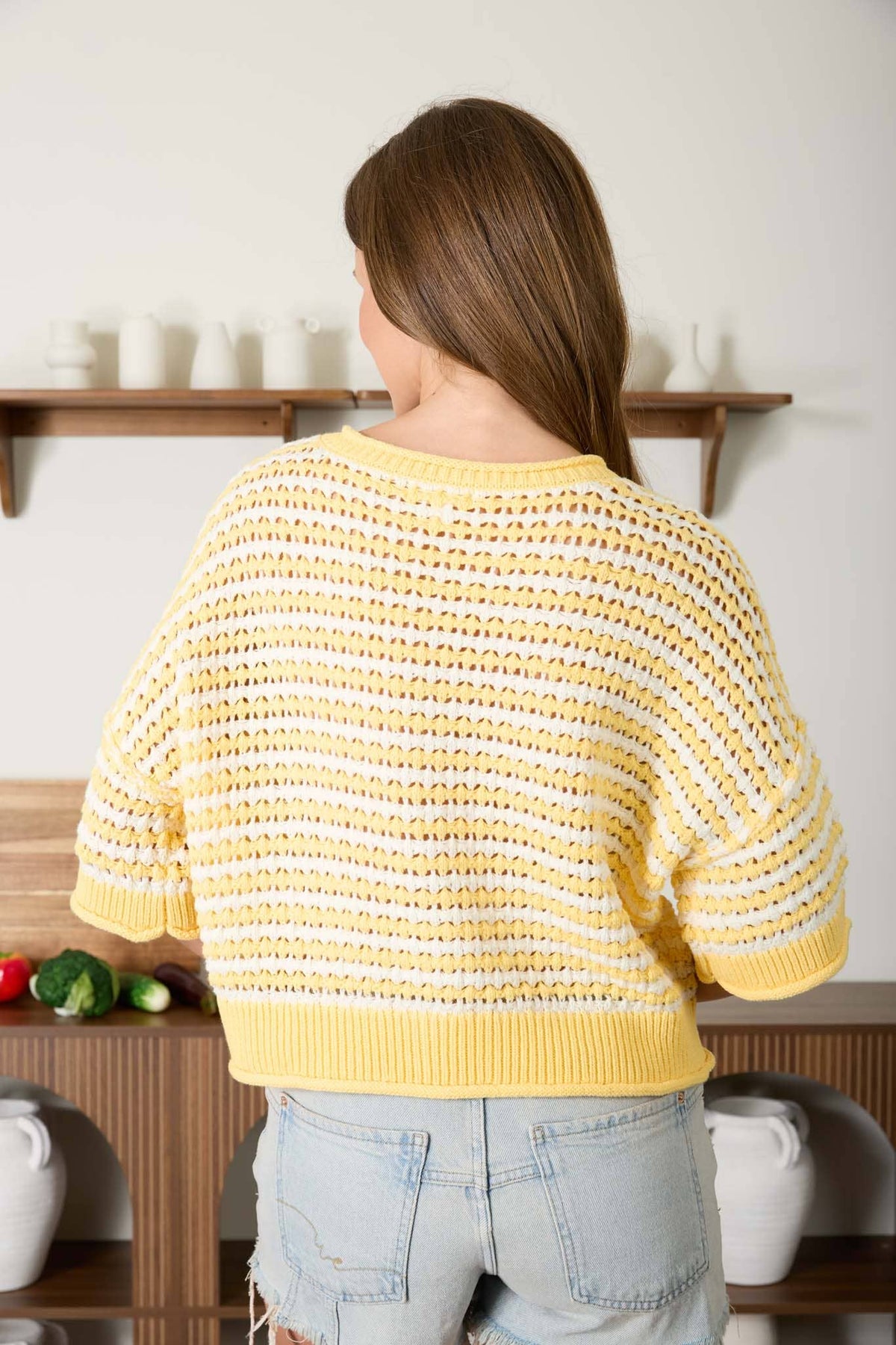 The Sadie Striped Knit Cardigan-Butter Yellow